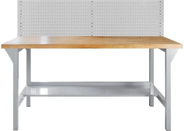 PROREGAL Werkbank Rhino Plus mit Lochplatte in Lichtgrau, Traglast 500 kg, H x B x T: 131 x 150 x 75 cm - Bild 1