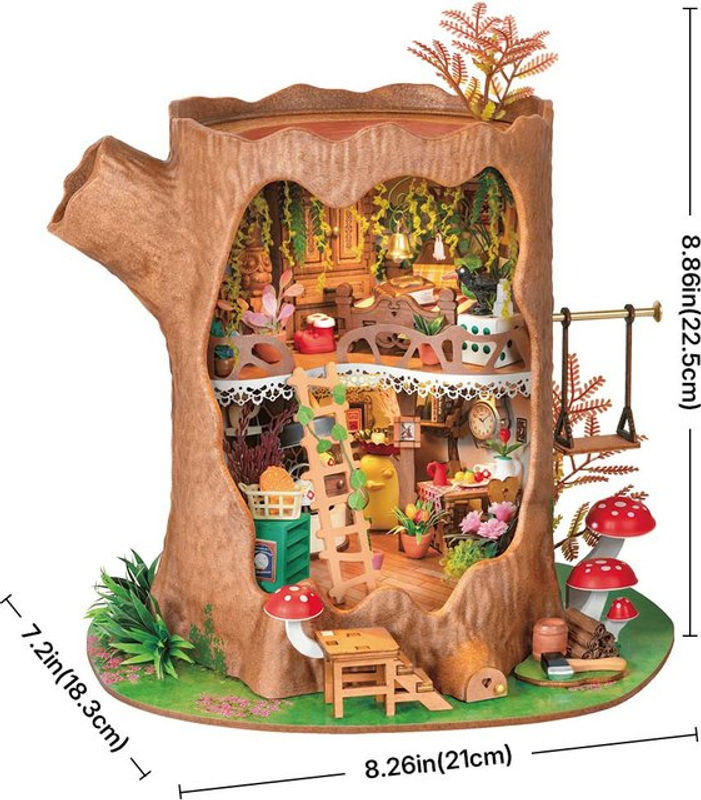 ROBOTIME Rolife 3D-Puzzle Märchenbaumhaus DIY Miniaturhaus aus Holz in Braun DG179 - Bild 1