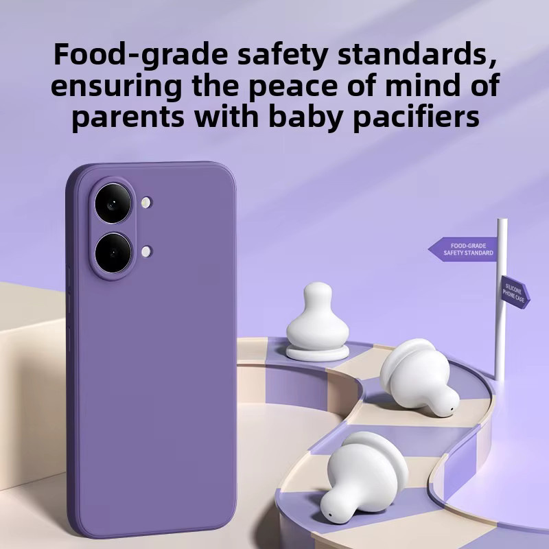 Xiaomi Poco X8 X 8 Pro Max Handyhülle aus Flüssig-Silikon mit TPU-Stoßfänger und Kameraobjektivschutz in Grün und Lila - Bild 3