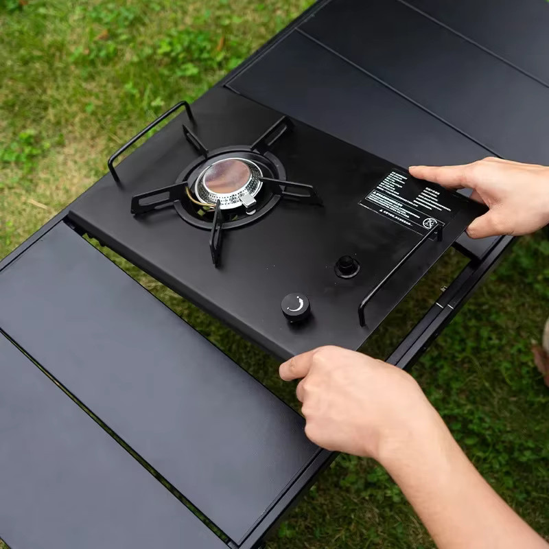 NOBANA&GLS Klappbarer IGT-Tisch aus Aluminiumlegierung in Schwarz, Multifunktionaler Rucksack-Rolltisch mit verstellbaren Beinen für BBQ und Outdoor - Bild 3