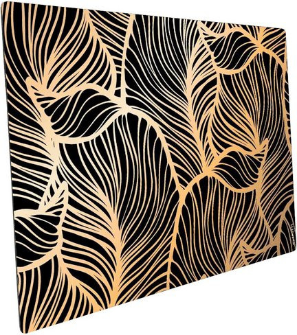 mySPOTTI Mini-Spritzschutz Leaves Black Plus aus Aluverbund in Gold und Schwarz, B/H: 59,0 x 41,0 cm - Bild 1