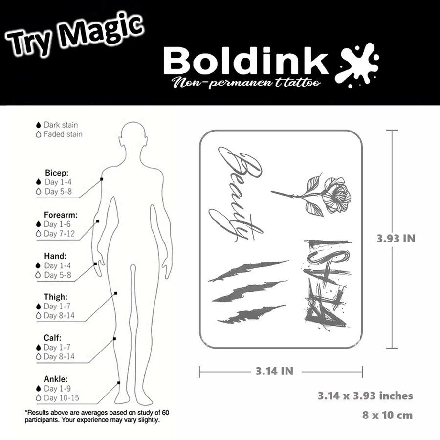 Boldink Semi-permanentes Tattoo, Blumen, Unisex - Bild 4