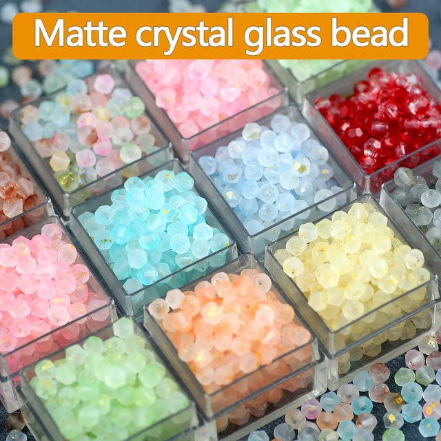 wlyees Glas-Bicone-Perlen, 4mm, Matt, Facettiert, Unisex - Bild 1
