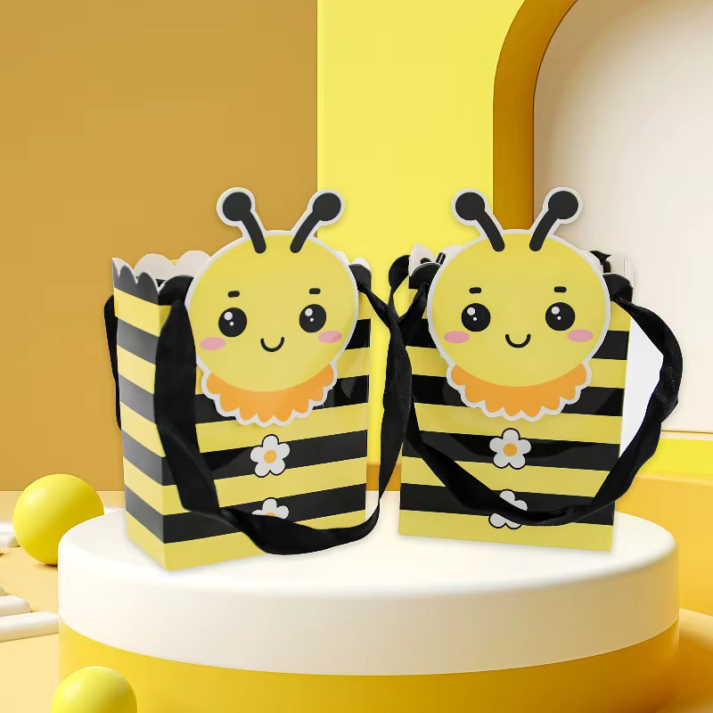 20 Stück Geschenktüten aus Papier mit gelbem Cartoon-Bienen-Motiv für Geburtstage und Hochzeiten - Bild 5