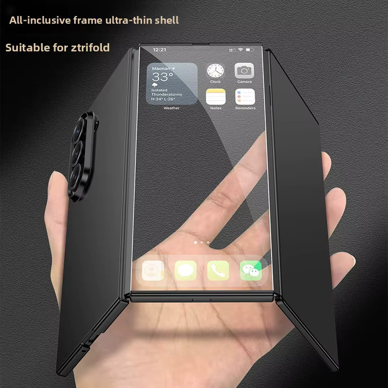 Stoßfeste Samsung Galaxy Z TriFold Schutzhülle aus Kunststoff-Hartschale mit Displayschutzfolie aus gehärtetem Glas in Grün - Bild 3