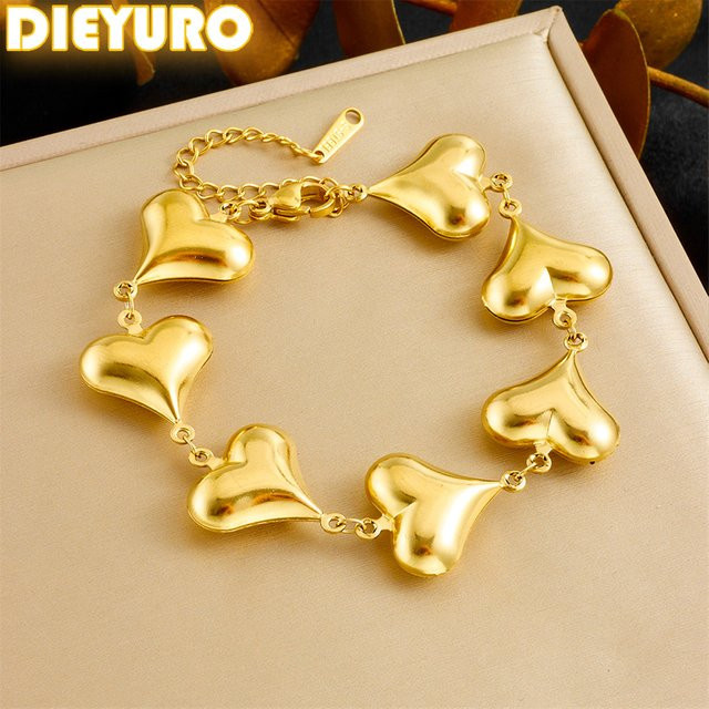 DIEYURO Armband, Edelstahl, Gold, Herz Form, Damen - Bild 1