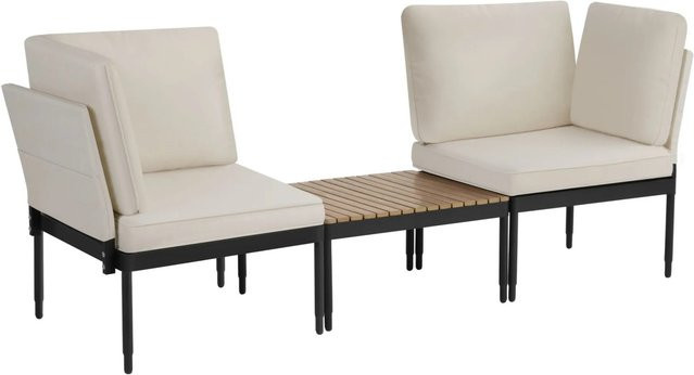 tectake Magaluf Aluminium Gartenlounge-Set in Anthrazit und Grau mit 5-in-1 Funktion, 5-fach verstellbaren Lehnen, wetterfesten Polstern und stapelbaren Elementen - Bild 2