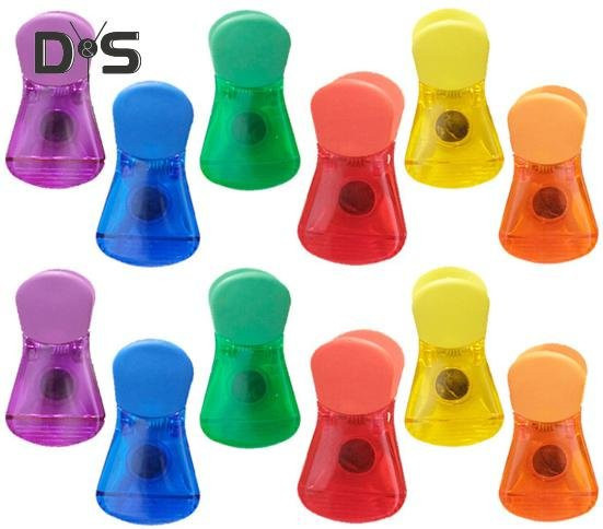 12 Stück HOW-E Magnetische Beutel-Verschluss-Clips aus Kunststoff in Blau und Multicolour zur lebensmittelechten Aufbewahrung - Bild 1