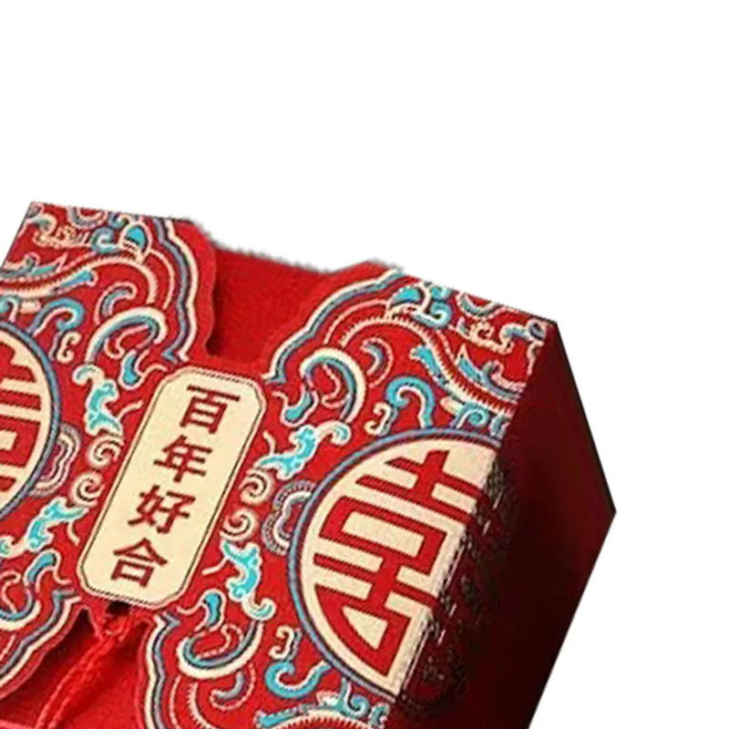 CosyHome Chinesische Süßigkeitenbox in Rot, Quadratische Dekobox im Orientalischen Stil, B/T/H: 6,5 x 6,5 x 4,5 cm - Bild 5