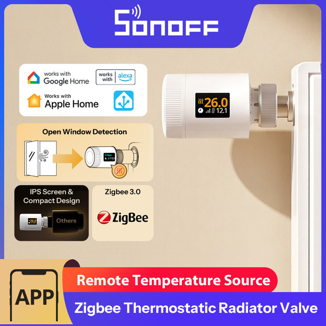 SONOFF Zigbee Smart TRV Gen2 Thermostatischer Heizkörperventil-Steuermotor TRV-ZBT in Weiß mit Matter, Alexa und Google Home Kompatibilität - Bild 1