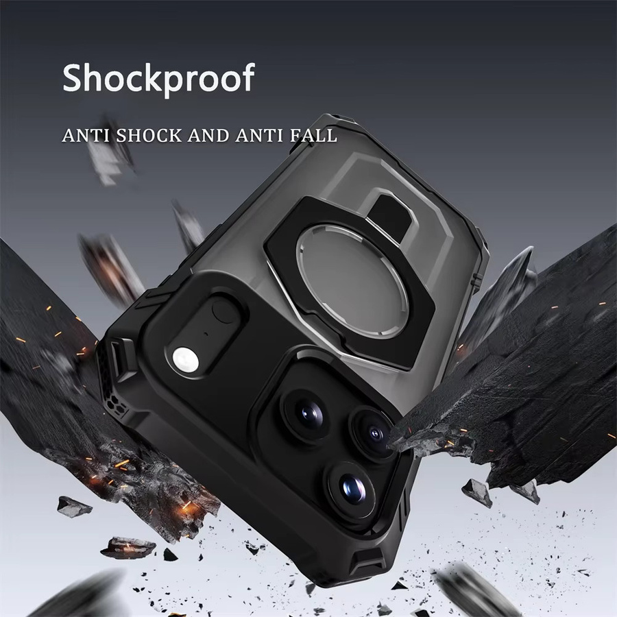 Armor Design Magnetische Schutzhülle für iPhone 17 Pro Max und iPhone 16 mit 360 Grad drehbarer Halterung, Stoßfestes TPU und PC Design in Schwarz und Gelb - Bild 3
