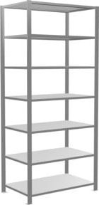 Schulte Lagertechnik Büro-Steckregal MultiPlus150, Grundregal mit 7 Fachböden, verzinkt, Silbergrau, B: 100 cm, T: 60 cm, H: 230 cm - Bild 1