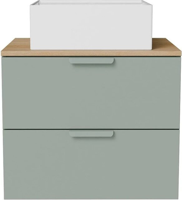 Einzelwaschtisch Avoreli aus Keramik in Grün, Breite: 60 cm, Tiefe: 50 cm, Höhe: 46 cm - Bild 1