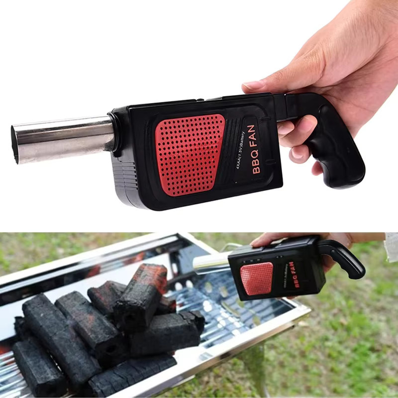 BBQ-Kochventilator für Outdoor-Grillen und Picknick in Schwarz, praktisches Luftgebläse und Holzkohle-Entferner als Grillzubehör - Bild 2
