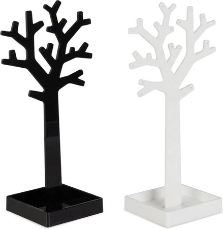 Relaxdays Schmuckständer Baum 2er-Set aus Acryl in Schwarz und Weiß, B/T/H: 14,5 x 28,5 x 9,5 cm