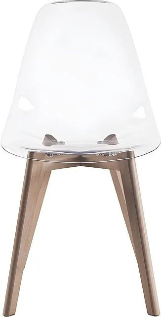 Vente-unique Stuhl Audra Transparent aus Polycarbonat mit Buchenholz-Gestell im Skandinavischen Design - Bild 1