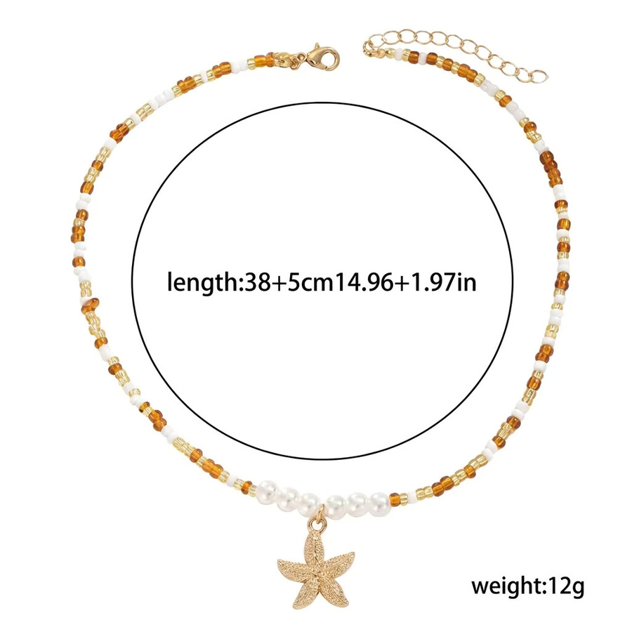 Rinhoo Choker Halskette, Goldfarben, Perle, Seestern-Anhänger, Damen - Bild 5