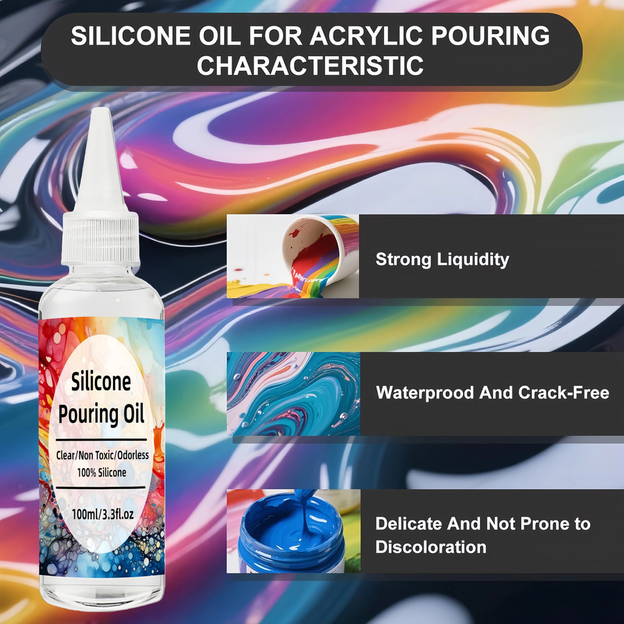 Transparentes Silikon-Ausgießöl als Zellaktivator für Acryl- und Aquarellfarben - Bild 2