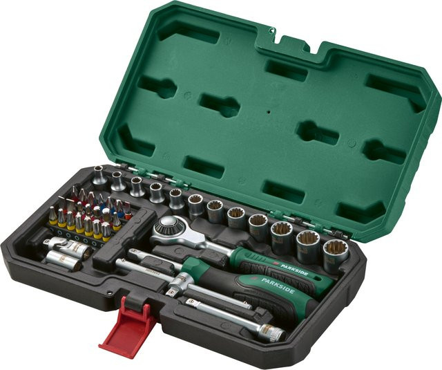 PARKSIDE Steckschlüssel-Satz Roto Set mit 39-teiliger Schwenkkopf-Ratsche aus Chrom-Vanadium, 1/4 Zoll - Bild 1