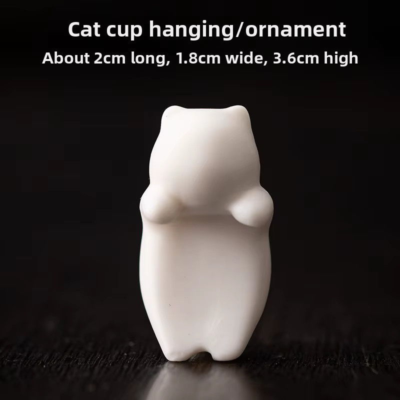 Niedliche Keramik-Teetasse in Form einer Katze aus weißem Porzellan für Teezeremonien und Zuhause - Bild 3