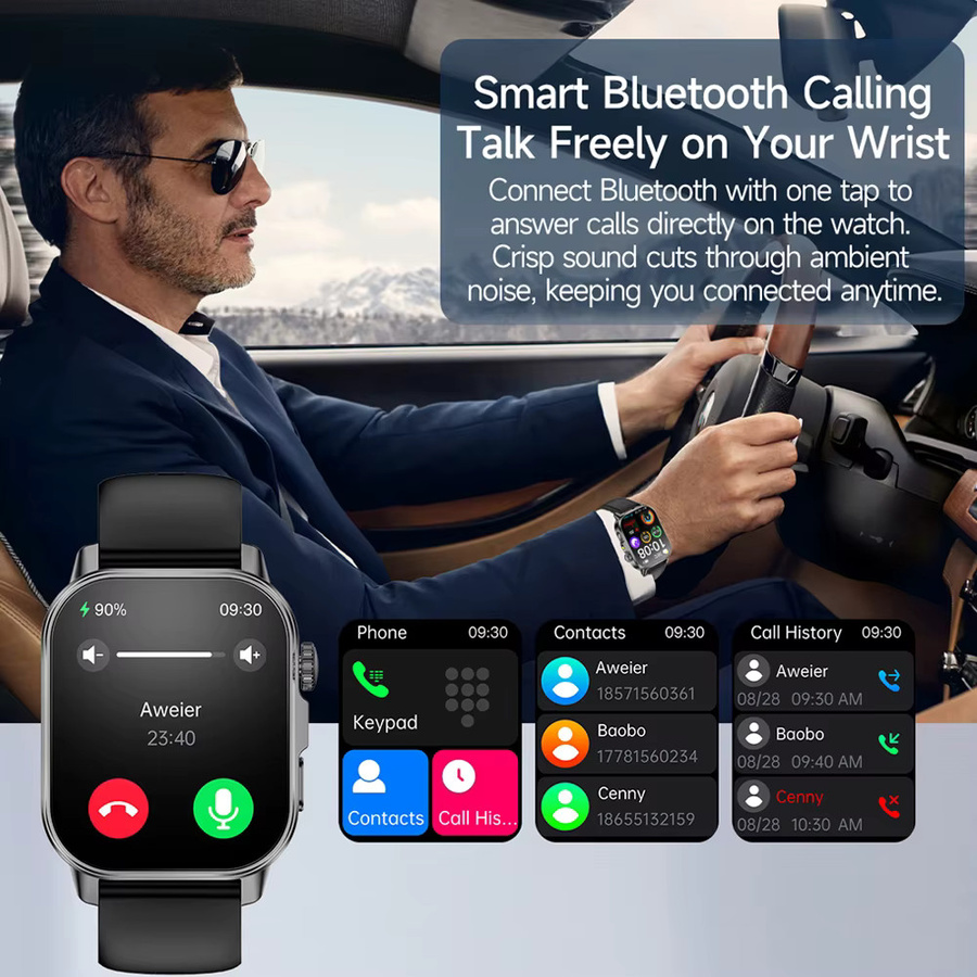 ChiBear Smartwatch Schwarz mit EKG, PPG, Blutsauerstoff- und Temperaturmessung sowie Bluetooth-Anruffunktion - Bild 4