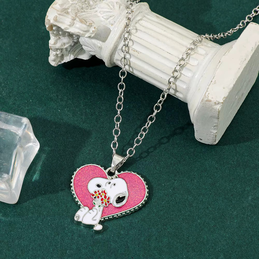 Bandai Halskette mit Herz-Snoopy-Anhänger, Silber, Diamant - Bild 2