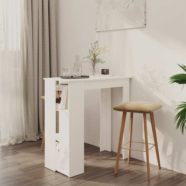vidaXL Bartisch mit Regal in Weiß aus Holzwerkstoff, B/T/H: 102 x 50 x 103,5 cm - Bild 2