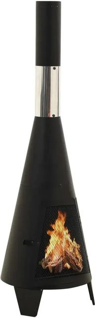 vidaXL Gartenofen Chiminea aus Stahl mit Schürhaken in Schwarz, B/T/H: 38 x 38 x 122 cm - Bild 1