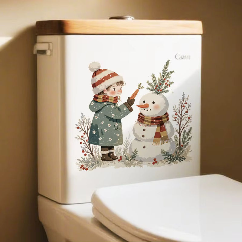 BRUP Weihnachts Schneemann WC Deckel Aufkleber aus PVC, abnehmbarer Badezimmer Dekor in Multicolour - Bild 2