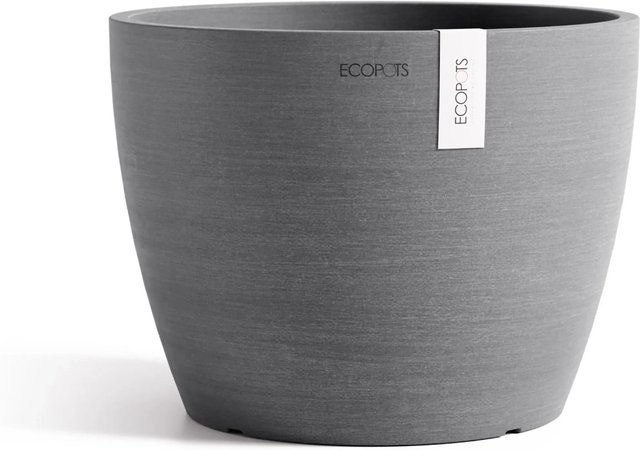 Ecopots Pflanztopf Stockholm Grau aus recyceltem Kunststoff, Durchmesser: 23,2 cm, Höhe: 17,6 cm - Bild 1
