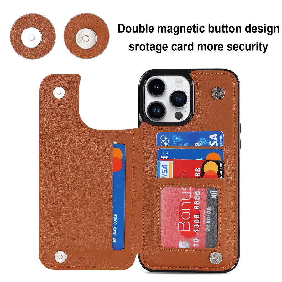 szHAIyu Leder Handyhülle mit Gittermuster und Kartenfächer für iPhone 11 bis iPhone 16 Pro Max in Blau oder Braun - Bild 1