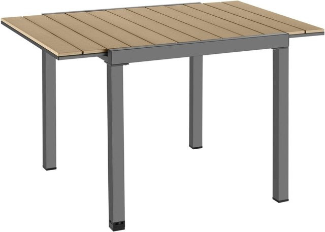 Tectake Aluminium Gartentisch ausziehbar Schwarz-braun B/T/H: 80 x 80 x 74 cm bis 120 x 80 x 74 cm - Bild 1