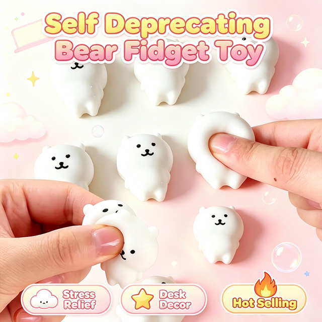 hairun Kawaii Selbstironischer Bär, Quetsch-Spielzeug, Silikon, 1-3-teiliges Set - Bild 1