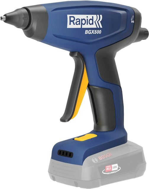 Rapid Akku-Heißklebepistole BGX500 18 V in Blau mit LED-Anzeige und ergonomischem Griff, inklusive 2 Klebesticks für 12 mm Klebestifte, ohne Akku - Bild 1