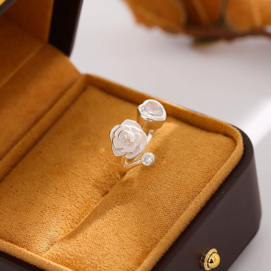 GaGa-Duck Ring, 925 Silber, Kristall, Blume, Unisex - Bild 4