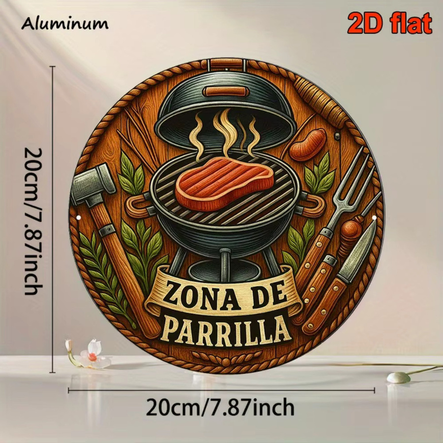 HELLOYOUNG Vintage Retro BBQ Metallschild aus Aluminium, runde Aluminium-Plakette für Garten, Bar und Außenküche - Bild 3