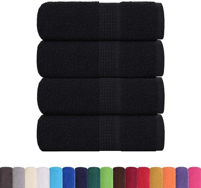 vidaXL FROGN Waschhandtücher 4-teilig aus 100% Baumwolle, Schwarz, B/H: 30 x 30 cm - Bild 1