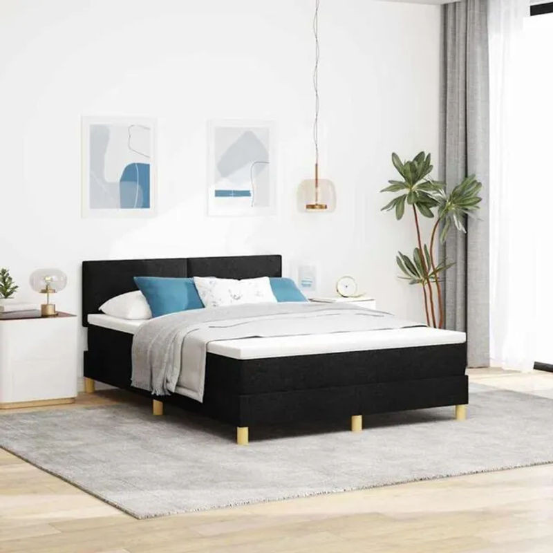 Modernes Boxspringbett mit Matratze von vidaXL in Schwarz aus Stoff, B/T: 140 x 200 cm - Bild 1