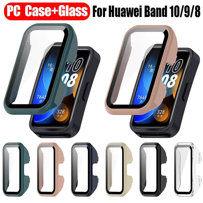 Displayschutz und Schutzhülle für Huawei Band 11 10 9 8 aus gehärtetem Glas und hartem PC in Schwarz - Bild 4