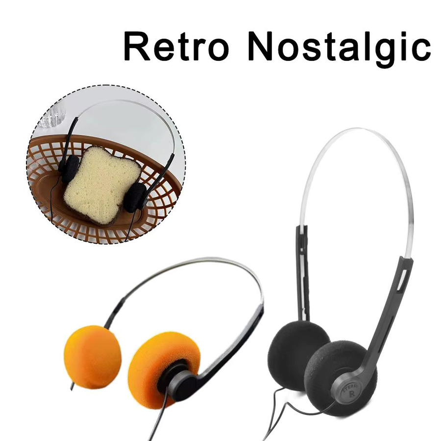 Retro MP3 Walkman Kopfhörer in Schwarz – Tragbare kabelgebundene Kopfhörer im Vintage-Design - Bild 3