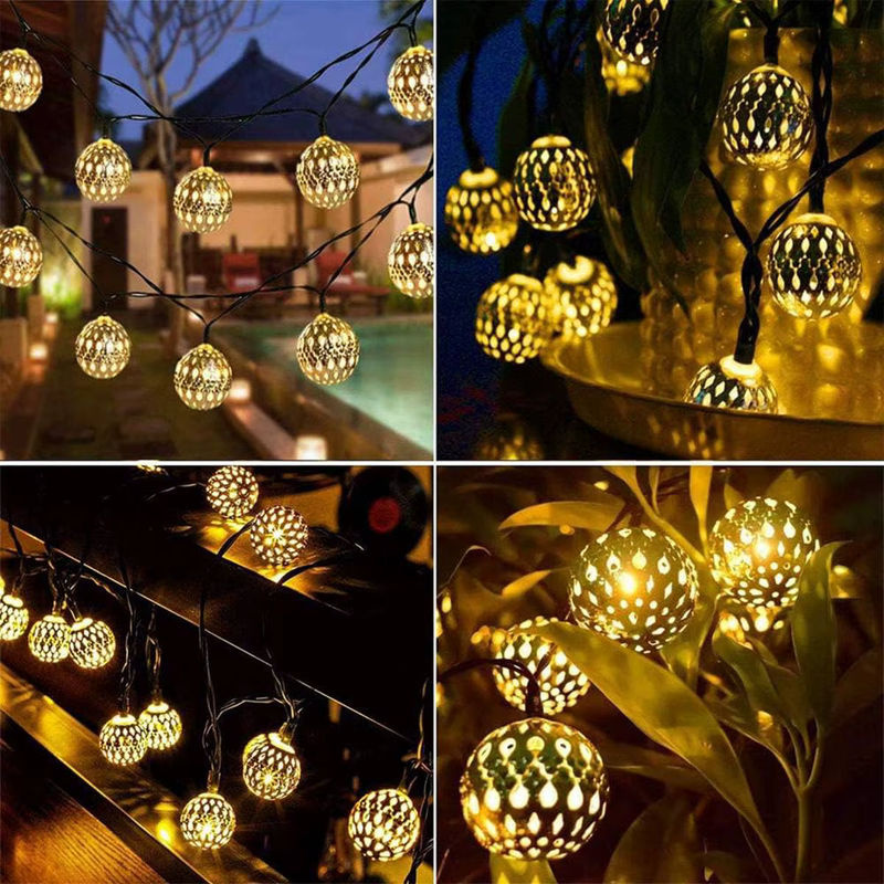 Peach Forest Solar LED Lichterkette mit marokkanischen Kugeln für Garten und Party - Bild 4