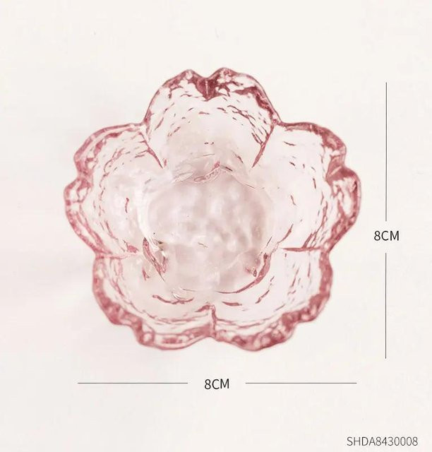 Moderner Kerzenhalter aus Glas in Rosa mit Blumenmuster von Household supplies MH als Tischdekoration für Hochzeiten und Tealights - Bild 1