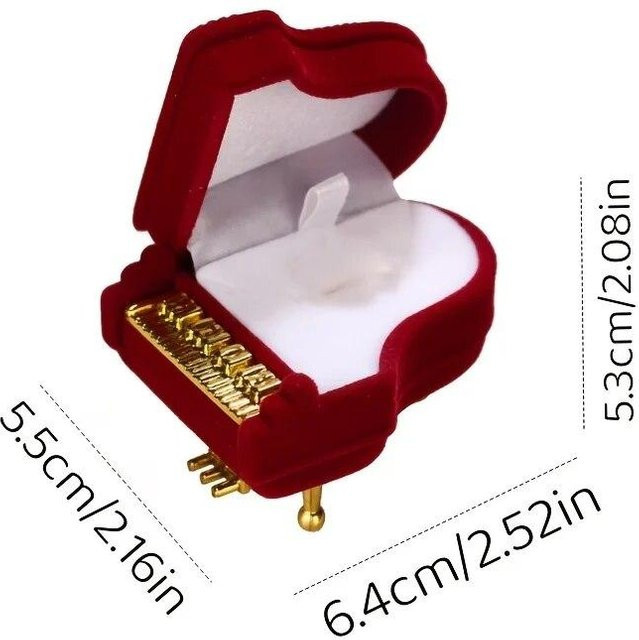 Schmuckbox in Klavierform von Pure Living Co. aus Samt in Weinrot zur Aufbewahrung von Ringen und Schmuck - Bild 1