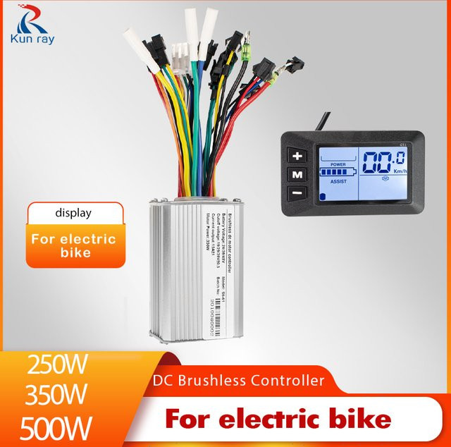 Kun Ray Steuerung mit Display für Elektrofahrräder, kompatibel mit 24V/36V/48V und 250W/350W/500W - Bild 1