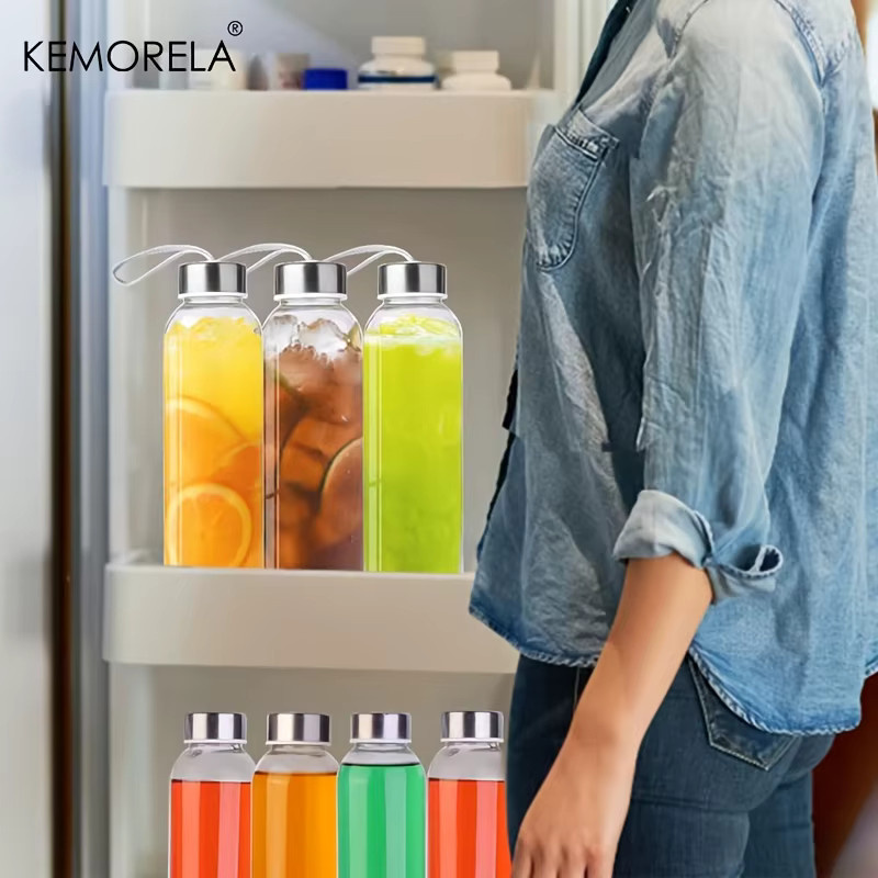 KEMORELA Glas-Sportwasserflasche mit Tragegurt und Reinigungsbürste, transparent, mit Schraubverschluss - Bild 3