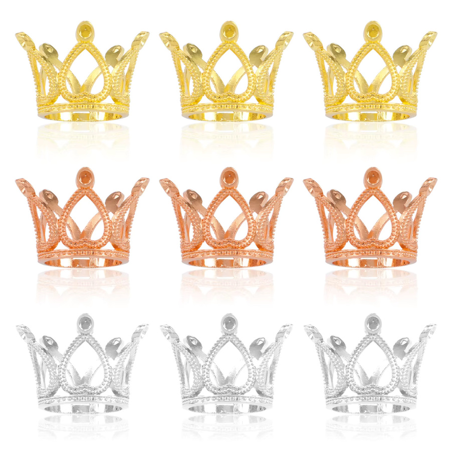 Hohl Mini Crown Perlen, Gold/Silber Farbe, Unisex - Bild 2