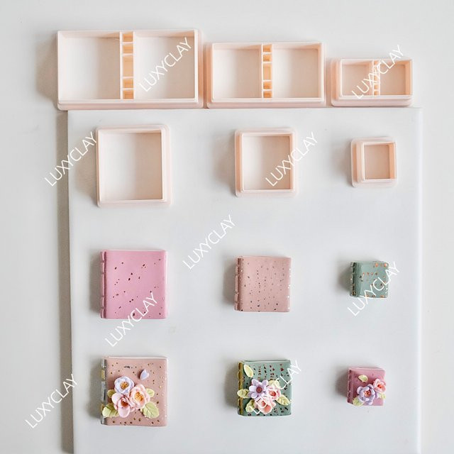 2er-Set Buchförmige Polymer-Clay-Ausstecher aus Kunststoff für DIY-Schmuck und Anhänger - Bild 1