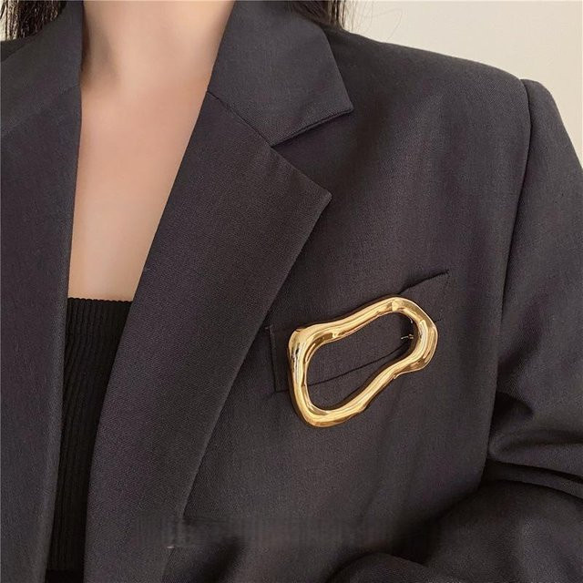 Global Finds Brosche, geometrisch oval, Schwarz, Gold, Damen - Bild 1