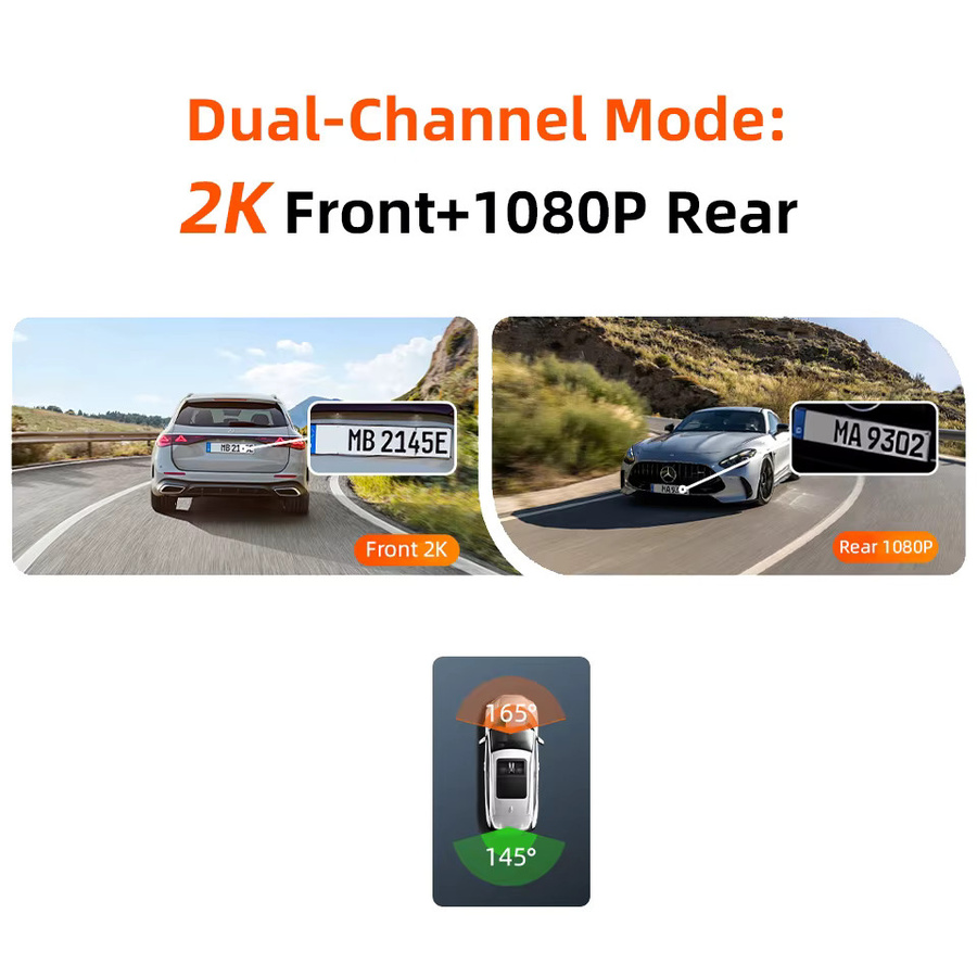 Acceo Auto-Dashcam in Schwarz mit 2K QHD Aufnahme, 4G LTE Echtzeit-GPS-Tracking, Live-Ansicht und Kollisionswarnung mit menschlicher Erkennung - Bild 3