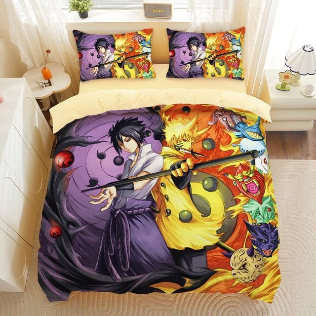 Naruto Bettwäsche-Set von JMG Household Supplies mit Bettbezug und Kissenbezug in Lila, Material Mikrofaser Polyester, B/H: 135 x 200 cm und Kissenbezug 90 x 190 cm - Bild 1